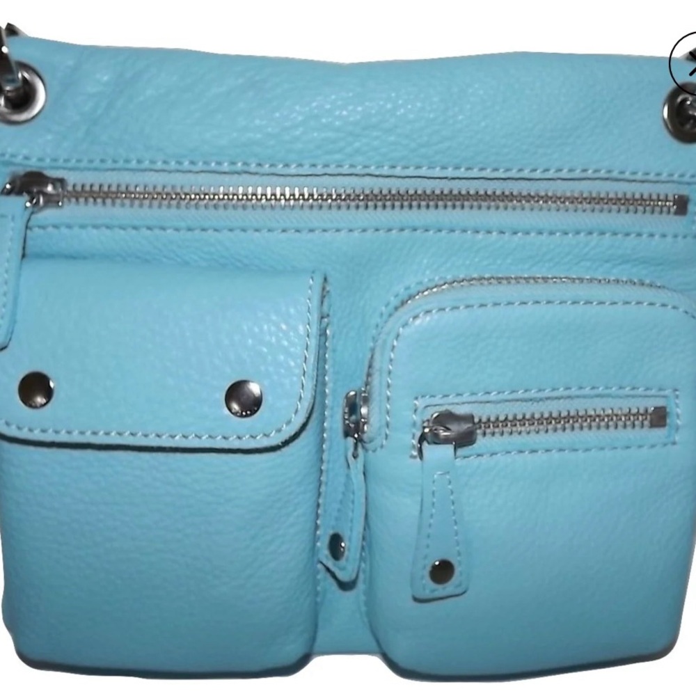 Fossil Sutton Blue Leather Crossbody Bag